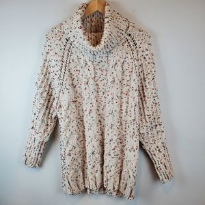 Moon & Madison Cream Fruity Pebbles Turtle Neck Womens Loose Knit Sweater S